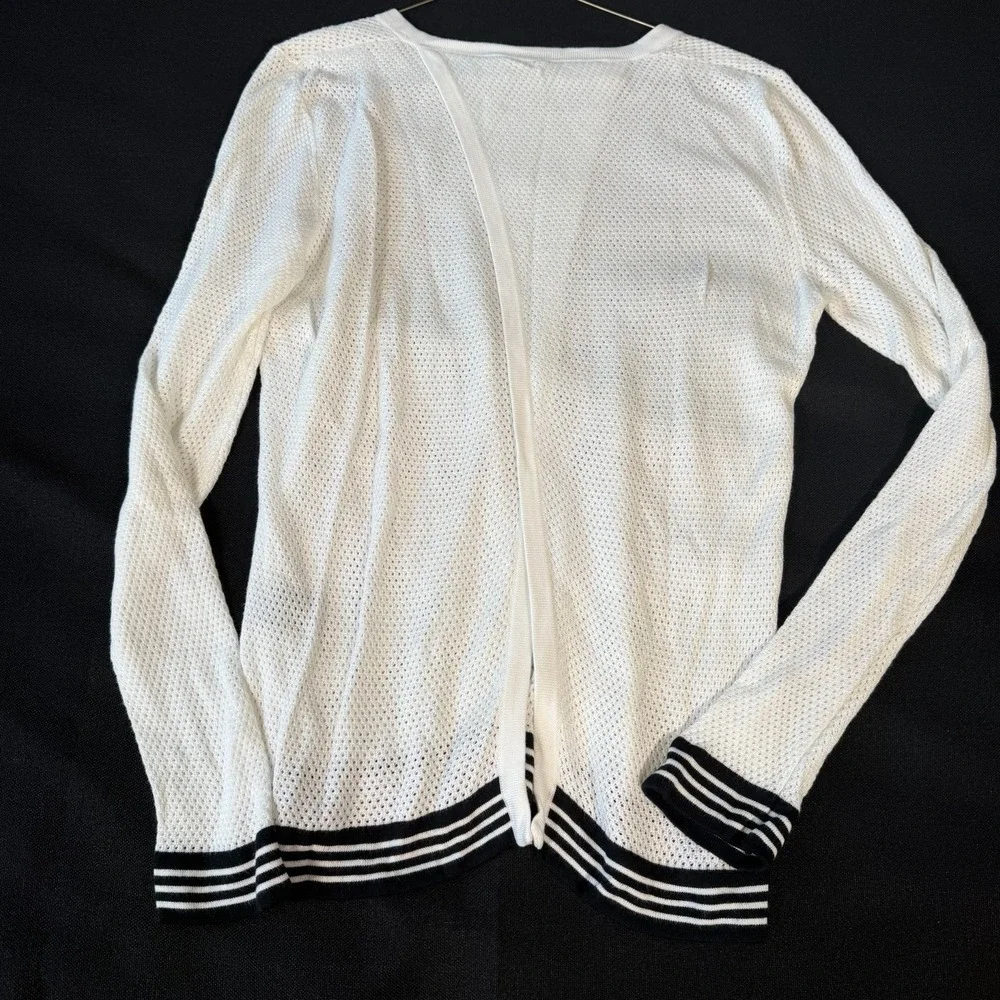 Rag &‎ Bone Mesh Knit Open Back Sweater L White Minimalist Sporty Chic Capsule